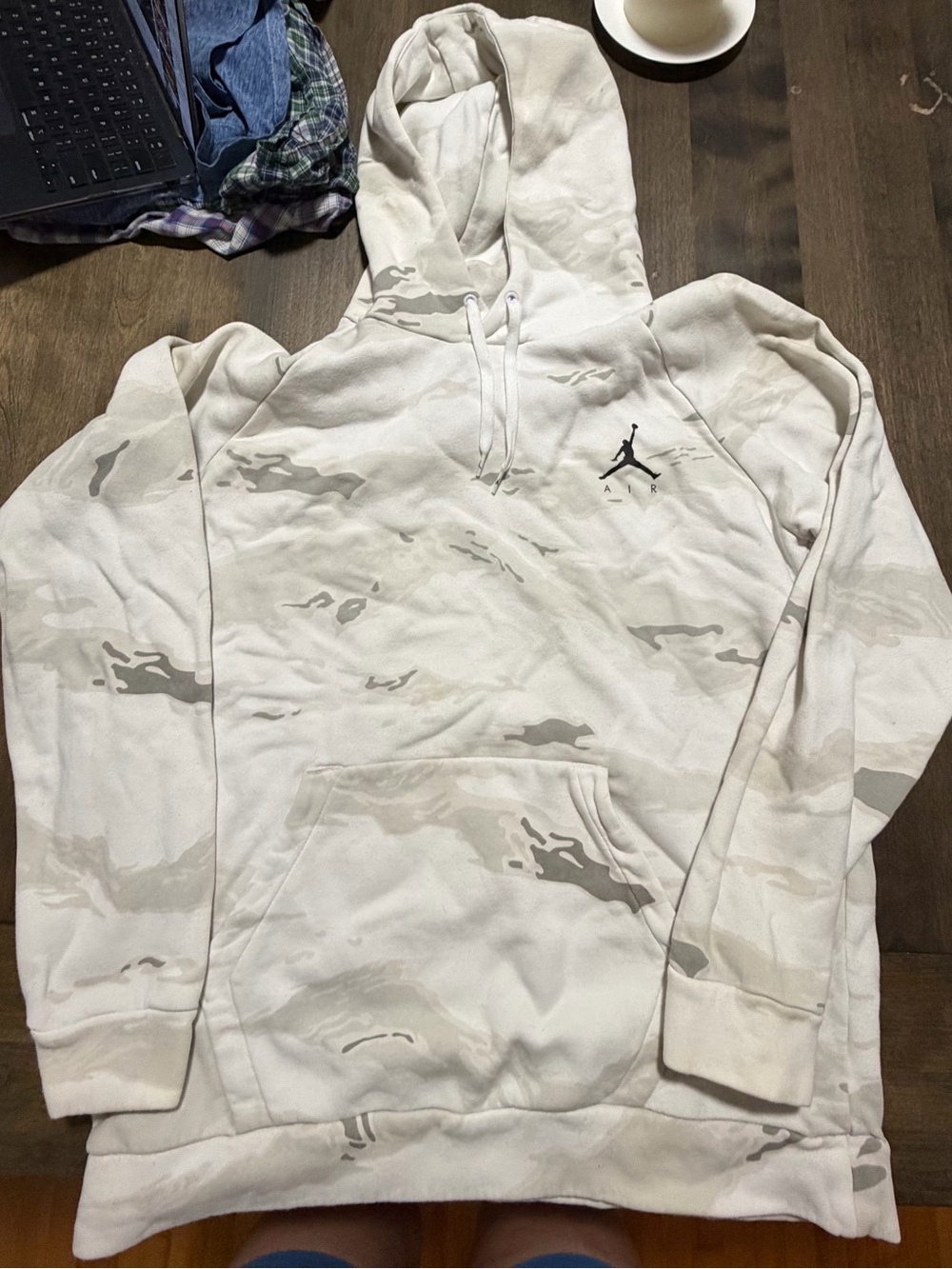 Jordan Men's White & Light Gray Camo Hoodie